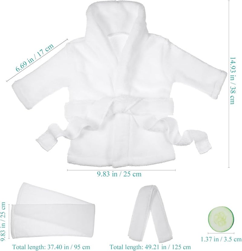 White Baby Bathrobe Newborn Photography Outfit Prop Set Size 38x25cm - Image 2